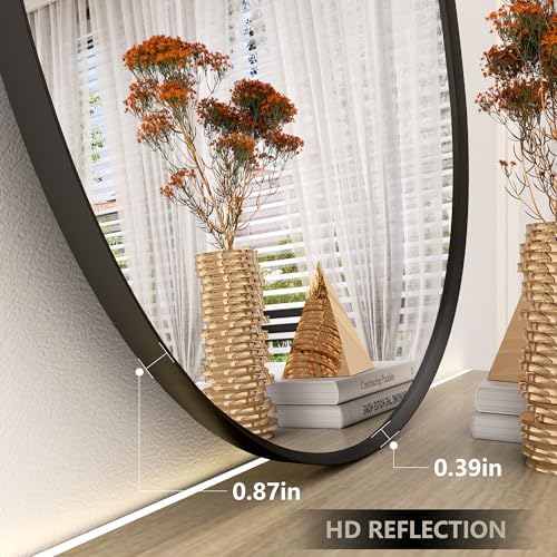24x36 Inch Black Irregular Matte Bathroom Mirror - Image 2