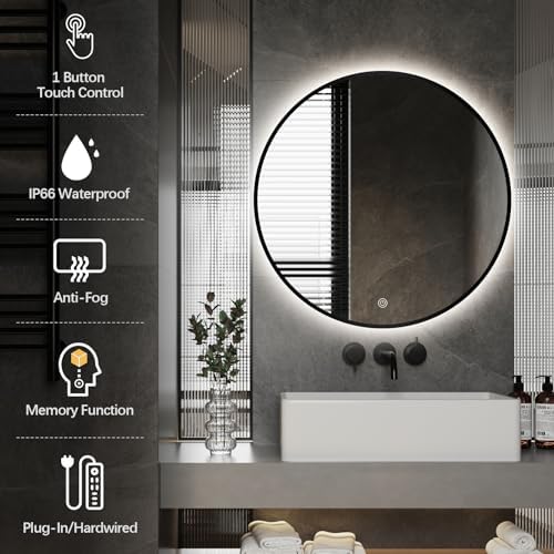 Niccy 32" Round LED Bathroom Backlit Mirror - Image 2