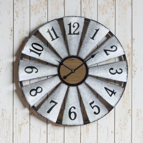 Vantic 30'' Windmill Large Wall Clock, Distressed Metal Clock by Vantic