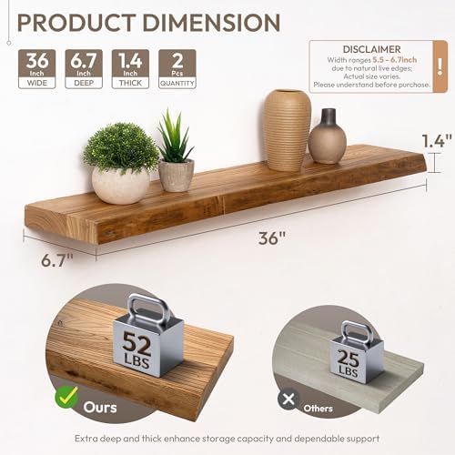 Marsmiles 36in Wood Floating Shelves - Image 3