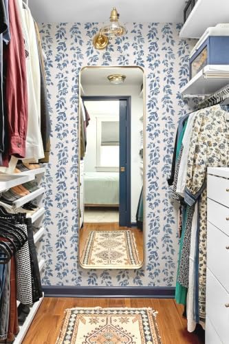 Ismoon Blue Wallpaper Peel and Stick Vintage Wallpaper 17.3in x 16.4ft Blue - Image 2