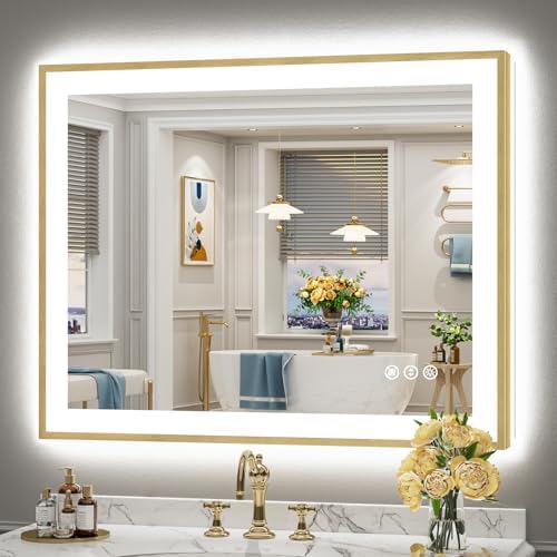 40x32 Gold LED Bathroom Mirror by Awandee