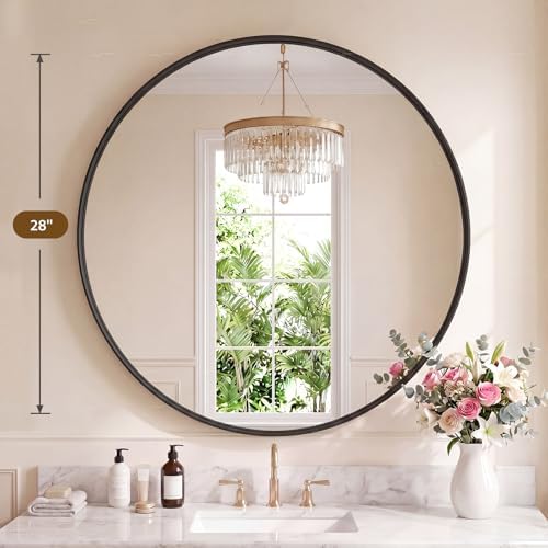 Sweetcrispy Round Bathroom Wall Mirror, Circle Vanity Mirror, 28 Inch - Image 2