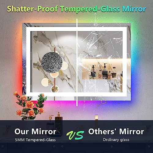 24x32 LED Bathroom Mirror with Lights, RGB Backlit Lighted Mirror - Image 6