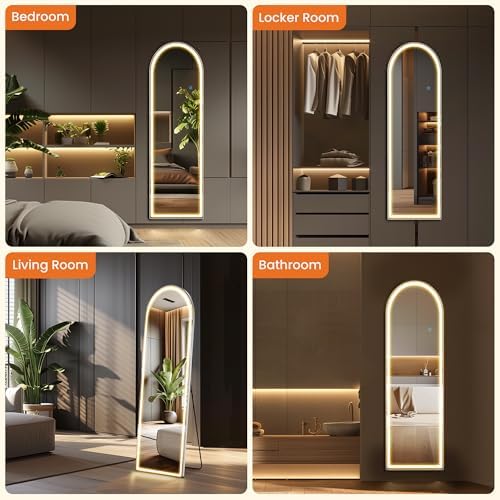 Sweetcrispy Arched LED Full Length Floor Mirror - Image 6