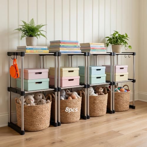 BLULEE Expandable Standing Shelf Unit, Adjustable Storage Rack Black by BLULEE