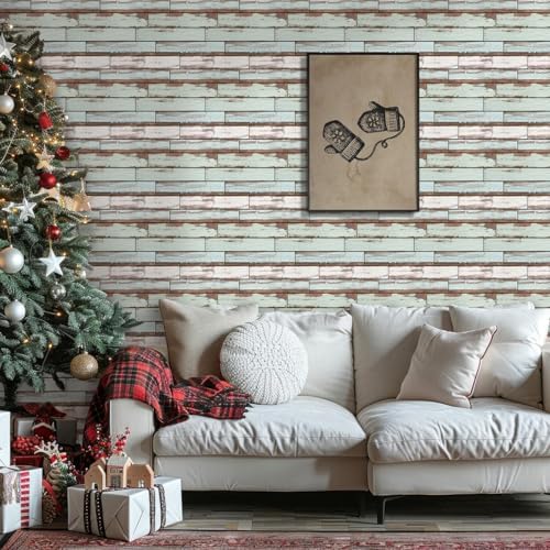 Commomy Faux Wood 3D Wall Sticker Peel and Stick Tiles 10 Pcs 11.8" x 11.8" - Image 2