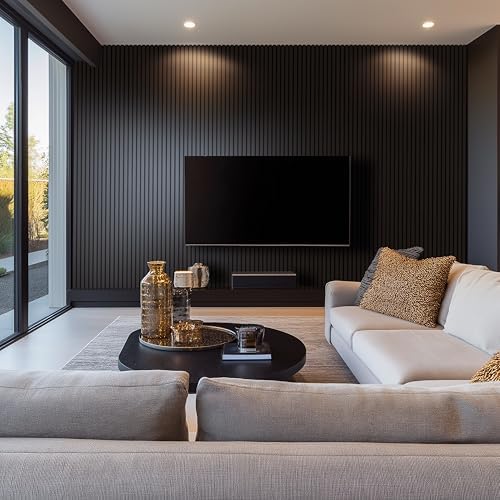 MSI Acoustic Slat Panel 9.5in. x 94.5in. Ebony Wood Panel Accent Wall Tile - Image 2