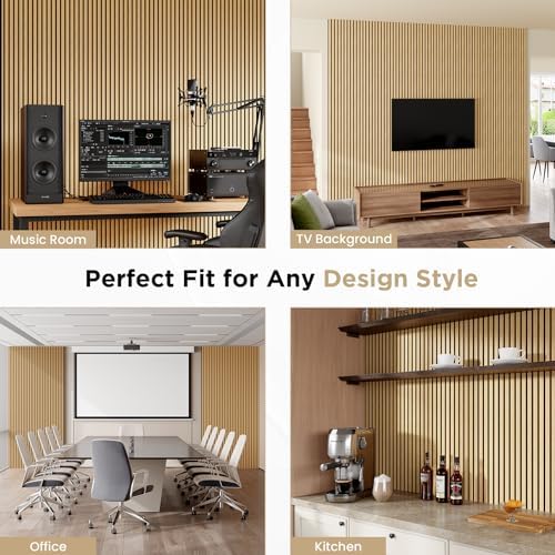 SMARTSTANDARD Wood Slat Acoustic Wall Panels 4 Pack 94"x12.6" White Oak - Image 6