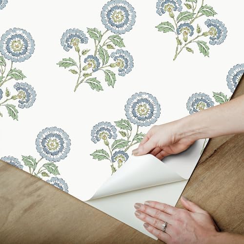 NuWallpaper Flourish Block Print Blue and Green Multi Peel and Stick Wallpaper - Image 5