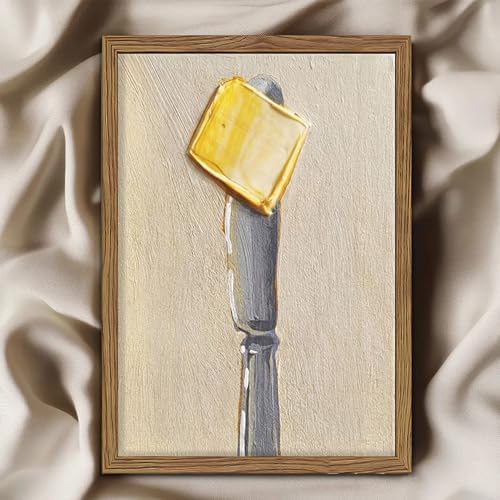 Framed Vintage Kitchen Wall Art, Butter on Knife Canvas Print, Modern - Image 2