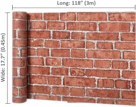 Lependor 17.71" X 118" Decorative Wallpaper Self-Adhesive Wall Paper Red Brick - Image 5