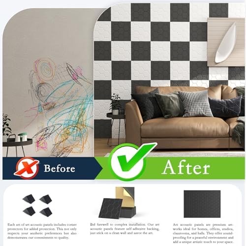 ArtVivid 12Pack Acoustic Panels, Honeycomb Sound Proof Foam Panels - Image 6