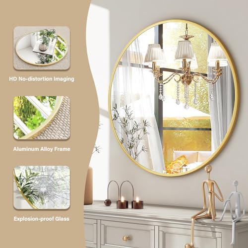HARRITPURE Round Mirror 30 Gold Wall Mounted Circle Mirrors - Image 4