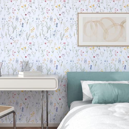 ILHIIOR Colorful Floral Peel and Stick Wallpaper Boho 17.5 x787 Inches - Image 2