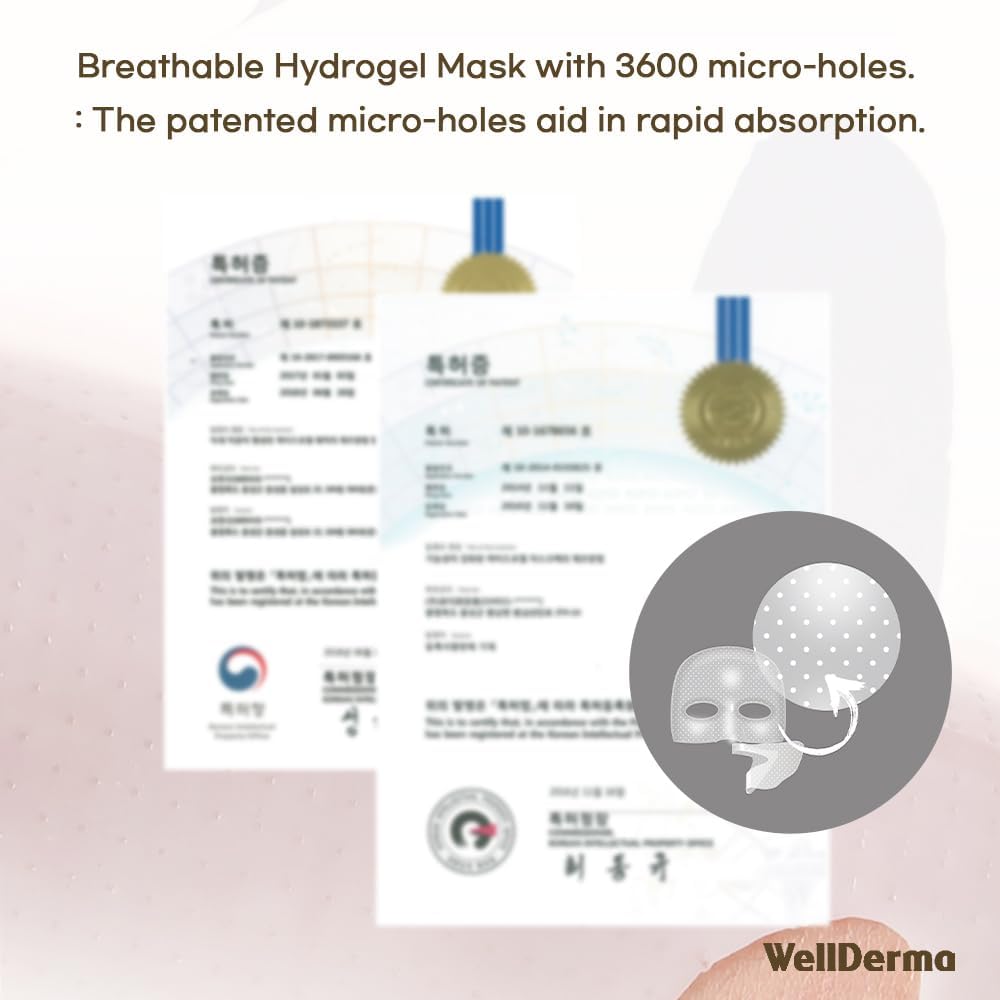 WELLDERMA Sapphire Collagen Impact Hydrogel Fitting Mask, 25g x 4 Sheets – Hydrating & Firming Micro-Hole Sheet Mask with Collagen Water 850,294ppm, Niacinamide & Peptides