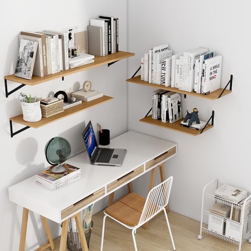Heimlove 48W x 12D Deep Floating Shelves Set of 2 Oak - Image 2