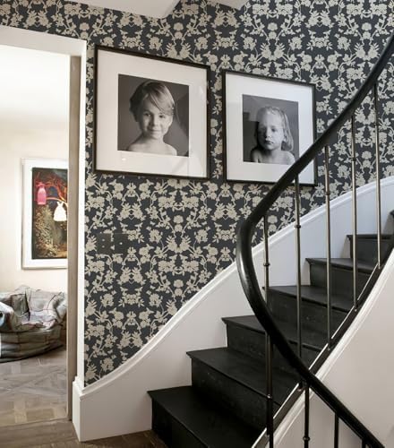 Vintage Floral Peel and Stick Wallpaper Black and White Damask Botanical Vine - Image 4