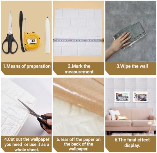 CRASPIRE 10Pcs 3D Faux Stone Peel and Stick Wall White Tile Panels 11.8x11.8in - Image 4
