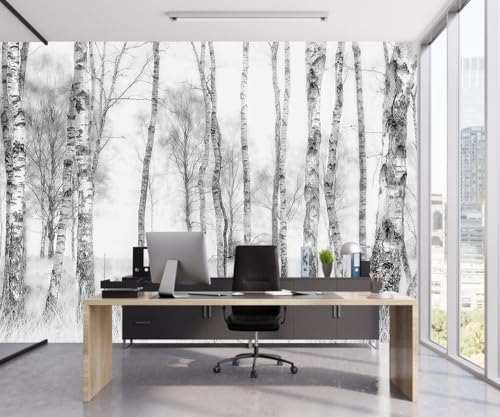 Gray Birch Tree Wallpaper Mural Peel and Stick - Image 2