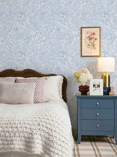 Heroad Light Blue Floral Peel Stick Wallpaper Contact Paper 17.3''x393'' - Image 4