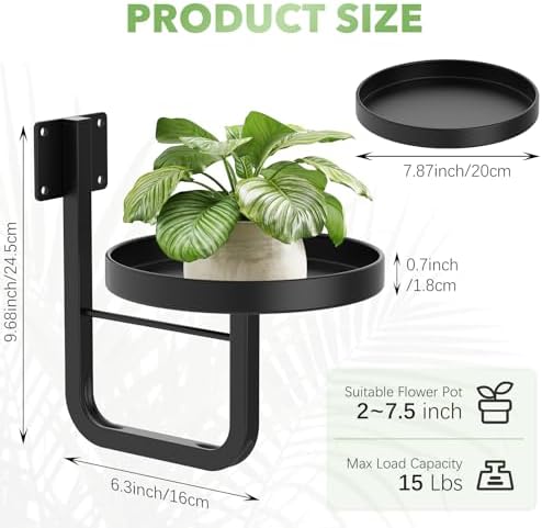 2 Pack Wall Plant Holder for Hanging Planters Indoor Outdoor Black - Image 3