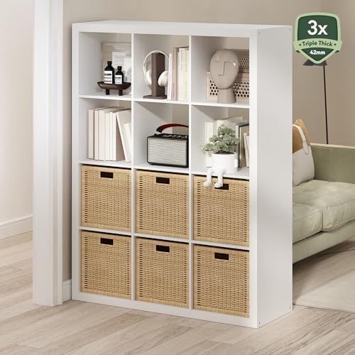 Furinno Cubicle Book Shelf, 12-Cube Bookshelf, 1.65" Triple Thick Frame Cube - Image 2