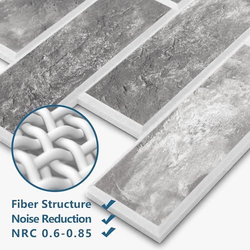 8-Pack 3D Faux Brick Acoustic Wall Panels, 11.8" x 11.8" Peel and Stick PET - Image 3