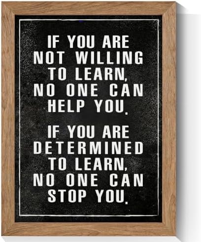Golden Framed If You Are Not Willing To Learn Motivational Canvas Wall Art by Handmade