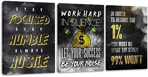 Motivational Canvas Wall Art Inspirational Office Wall Art Hustle Posters Wall by Yetaryy