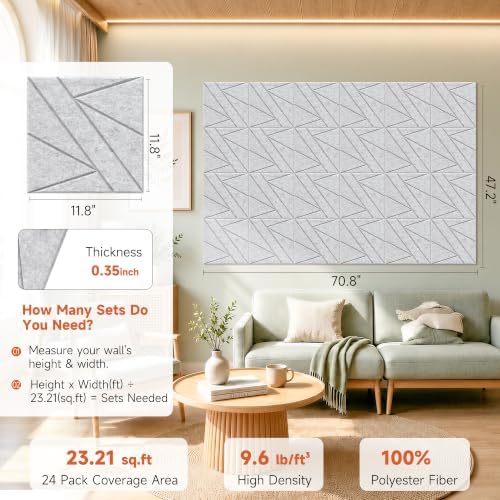 Self Adhesive Acoustic Panels, 11.8”x11.8”, 24 Pack - Image 2