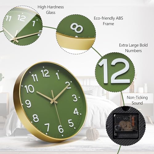 MEIRED Wall Clock 12 Inch Silent Non Ticking Battery Operated Round Wall Clock - Image 5