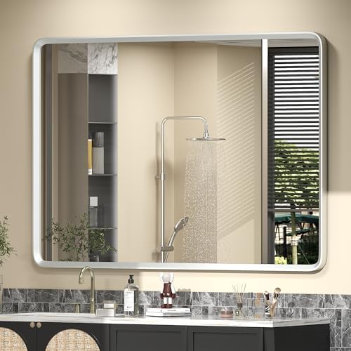 44x36 Inch Silver Framed Mirror by GOLOMO