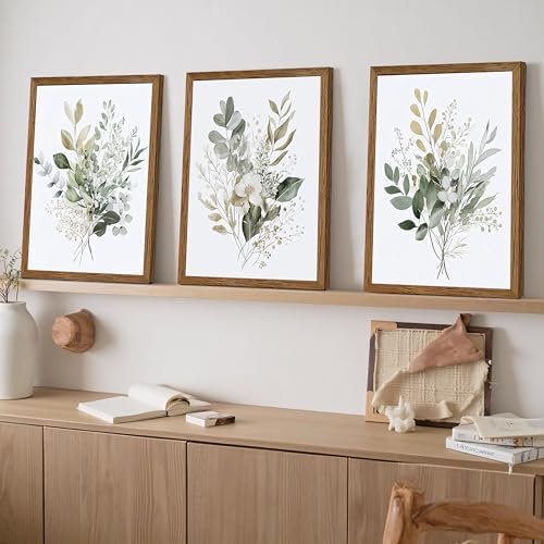 tgguytiy Sage Green Botanical Wall Art Set of 3, Eucalyptus Leaf Boho Plant - Image 6