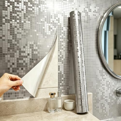 Metallic Brushed Texture Peel and Stick Wallpaper 15.75in x 118in Thick Vinyl by Chejiaye