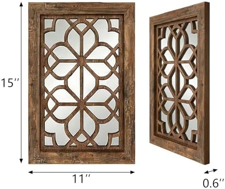 Set of 2 11x15 Inch Rectangular Shatterproof Maroon Decorative Wall Mirrors - Image 2