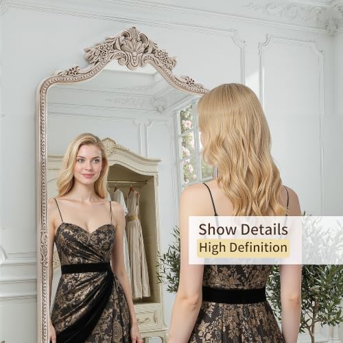 Wall Mount Arched Full Length Mirror, Baroque Antique Vintage Long Mirrors - Image 3