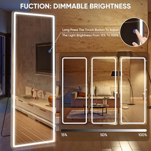 Antok 56"x20" LED Full Length Mirror, Lighted Floor Mirror - Image 5