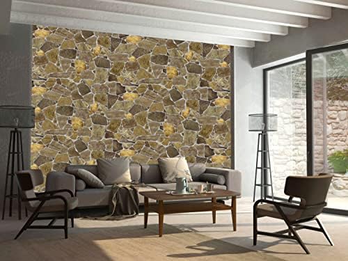 Dundee Deco 3D Wall Panels Faux Stone PVC Brown, 3.2 ft X 2.1 ft, Interior - Image 2