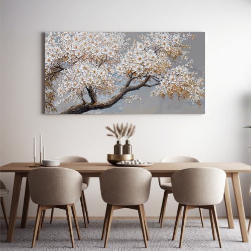 Modern Elegant White Flower Tree Of Life Wall Art - Image 4