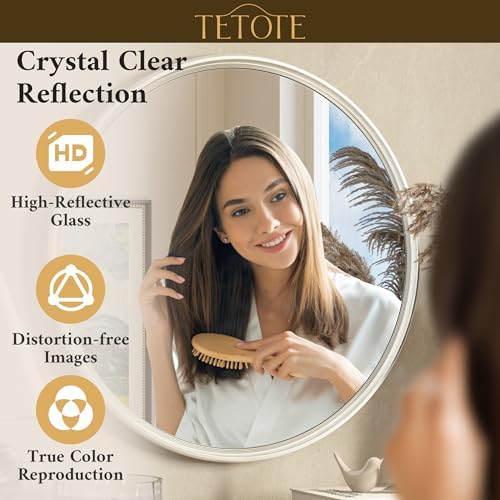 TETOTE Brushed Nickel Mirror 30 inch Round Mirror - Image 5