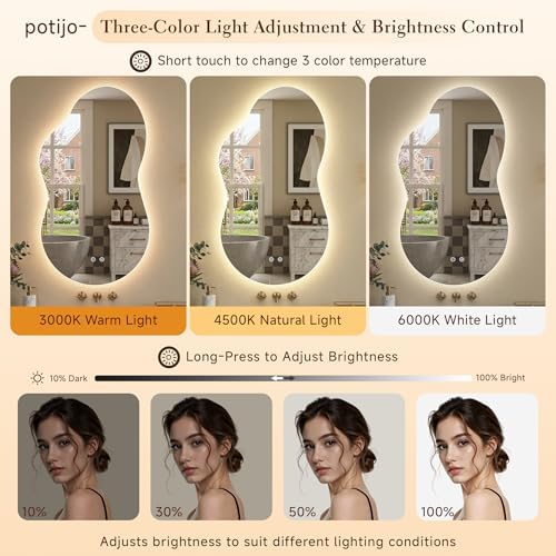 Irregular Bathroom Wall Mirror 24x41 Inch Asymmetrical Mirror - Image 5