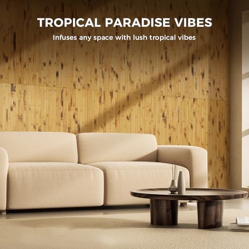 OUZUGIE 1 Pack 96x48 Inch Natural Bamboo Wall Panel - Image 3