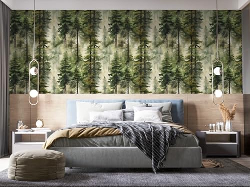 HAOKHOME Forest Wallpaper Peel and Stick Tree Green Woodland 17.3in x32.8ft - Image 2