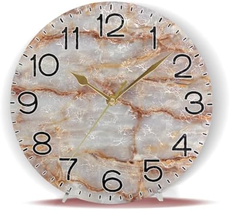 ALAZA Nature Brown Marble Wall Clock Battery Operated Non Ticking Silent Quartz - Image 6