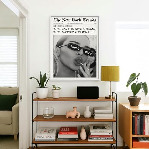 Trendy Black and White Newspaper Wall Art 8x12 in White Framed Vintage Magazine - Image 4