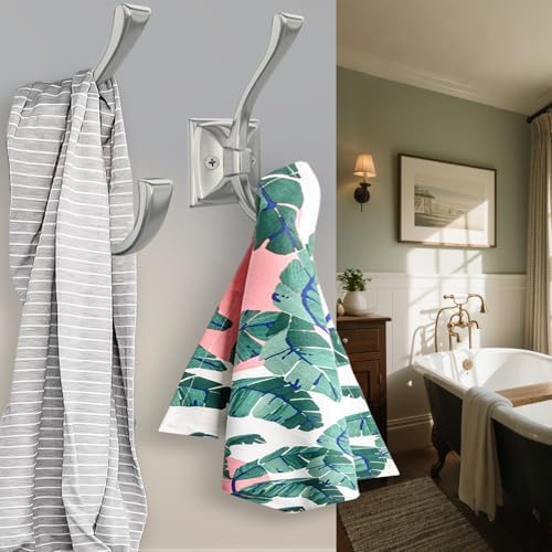 TOFIIGREM 2 Pack Brushed Nickel Towel Robe Hooks, Coat Hooks - Image 3