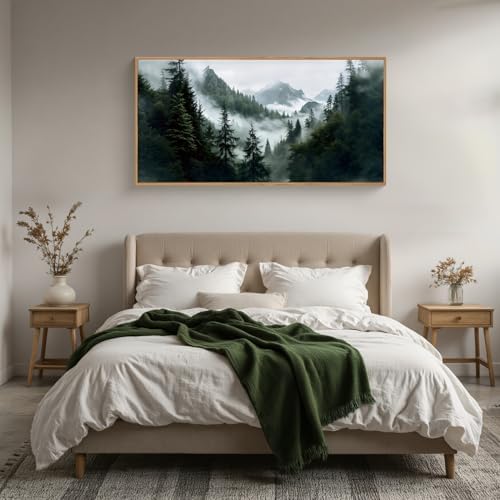 HOURIA Boho Forest Mountain Framed Canvas Wall Art Set- 40"x20"x1 - Image 5