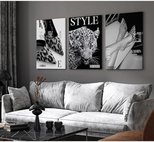 Black Leopard Wall Art Y2k Cheetah Canvas Wall Decor Fashion Trendy Posters - Image 3