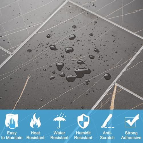 20-Piece Dark Emperador Marble Peel and Stick Backsplash Wall Tiles, Laundry - Image 4